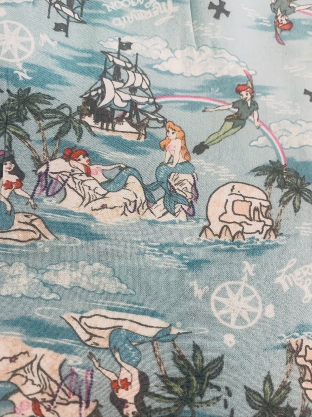 Disney, Mermaid Lagoon Peter Pan High Waisted Shorts with Pockets. Medium - Picture 7 of 7